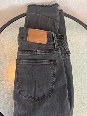 Madewell Washed Black High-Rise Skinny Jeans with Leather Patch